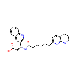 O=C(O)C[C@H](NC(=O)CCCCCc1ccc2c(n1)NCCC2)c1cnc2ccccc2c1 ZINC000013817638