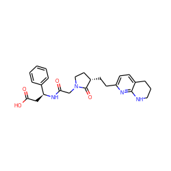 O=C(O)C[C@H](NC(=O)CN1CC[C@H](CCc2ccc3c(n2)NCCC3)C1=O)c1ccccc1 ZINC000013436074