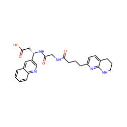 O=C(O)C[C@H](NC(=O)CNC(=O)CCCc1ccc2c(n1)NCCC2)c1cnc2ccccc2c1 ZINC000013817635