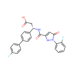 O=C(O)C[C@H](NC(=O)c1cc(=O)n(-c2ccccc2F)[nH]1)c1ccc(-c2ccc(F)cc2)cc1 ZINC000095555572