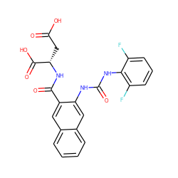 O=C(O)C[C@H](NC(=O)c1cc2ccccc2cc1NC(=O)Nc1c(F)cccc1F)C(=O)O ZINC000040892111