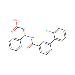 O=C(O)C[C@H](NC(=O)c1cccc(-c2ccccc2Cl)n1)c1ccccc1 ZINC000261153845