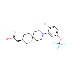 O=C(O)C[C@H]1CCC2(CCN(c3cc(OC(F)(F)F)ccc3Cl)CC2)OC1 ZINC000209048590