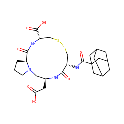 O=C(O)C[C@H]1CN2CCC[C@H]2C(=O)N[C@H](C(=O)O)CSSC[C@H](NC(=O)C23CC4CC(CC(C4)C2)C3)C(=O)N1 ZINC000028107422