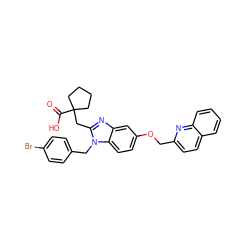 O=C(O)C1(Cc2nc3cc(OCc4ccc5ccccc5n4)ccc3n2Cc2ccc(Br)cc2)CCCC1 ZINC000219431348