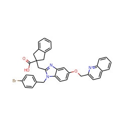 O=C(O)C1(Cc2nc3cc(OCc4ccc5ccccc5n4)ccc3n2Cc2ccc(Br)cc2)Cc2ccccc2C1 ZINC000219398272