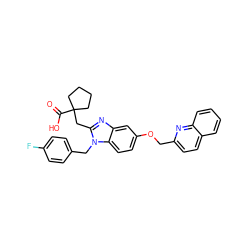 O=C(O)C1(Cc2nc3cc(OCc4ccc5ccccc5n4)ccc3n2Cc2ccc(F)cc2)CCCC1 ZINC000219448760