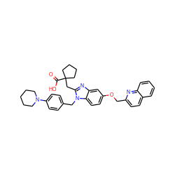 O=C(O)C1(Cc2nc3cc(OCc4ccc5ccccc5n4)ccc3n2Cc2ccc(N3CCCCC3)cc2)CCCC1 ZINC000217365691