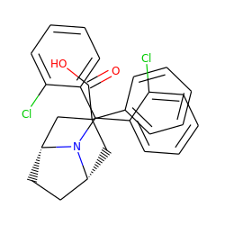 O=C(O)C1(c2ccccc2)C[C@@H]2CC[C@H](C1)N2C(c1ccccc1Cl)c1ccccc1Cl ZINC000040875726