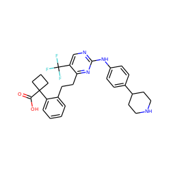 O=C(O)C1(c2ccccc2CCc2nc(Nc3ccc(C4CCNCC4)cc3)ncc2C(F)(F)F)CCC1 ZINC001772647941