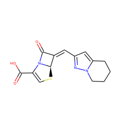 O=C(O)C1=CS[C@@H]2/C(=C\c3cc4n(n3)CCCC4)C(=O)N12 ZINC000034717634