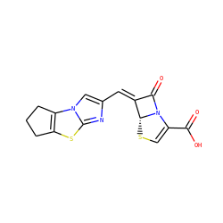 O=C(O)C1=CS[C@@H]2/C(=C\c3cn4c5c(sc4n3)CCC5)C(=O)N12 ZINC000013580839