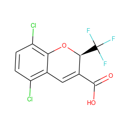 O=C(O)C1=Cc2c(Cl)ccc(Cl)c2O[C@H]1C(F)(F)F ZINC000064550056