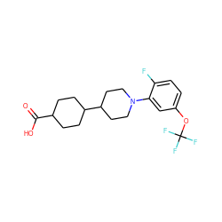 O=C(O)C1CCC(C2CCN(c3cc(OC(F)(F)F)ccc3F)CC2)CC1 ZINC001772574492