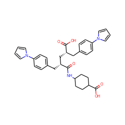 O=C(O)C1CCC(NC(=O)[C@H](Cc2ccc(-n3cccc3)cc2)C[C@@H](Cc2ccc(-n3cccc3)cc2)C(=O)O)CC1 ZINC000029414137