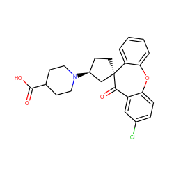 O=C(O)C1CCN([C@H]2CC[C@@]3(C2)C(=O)c2cc(Cl)ccc2Oc2ccccc23)CC1 ZINC000064390542