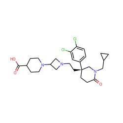 O=C(O)C1CCN(C2CN(CC[C@]3(c4ccc(Cl)c(Cl)c4)CCC(=O)N(CC4CC4)C3)C2)CC1 ZINC000022927882