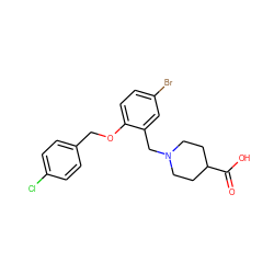 O=C(O)C1CCN(Cc2cc(Br)ccc2OCc2ccc(Cl)cc2)CC1 ZINC000028822116