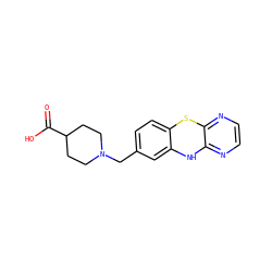 O=C(O)C1CCN(Cc2ccc3c(c2)Nc2nccnc2S3)CC1 ZINC000036423185