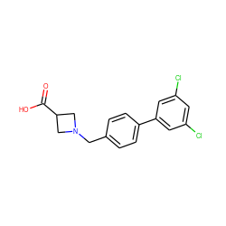 O=C(O)C1CN(Cc2ccc(-c3cc(Cl)cc(Cl)c3)cc2)C1 ZINC000145607178