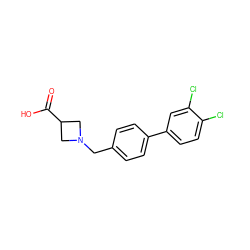 O=C(O)C1CN(Cc2ccc(-c3ccc(Cl)c(Cl)c3)cc2)C1 ZINC000145765918