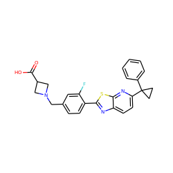 O=C(O)C1CN(Cc2ccc(-c3nc4ccc(C5(c6ccccc6)CC5)nc4s3)c(F)c2)C1 ZINC000066098457