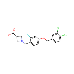 O=C(O)C1CN(Cc2ccc(OCc3ccc(Cl)c(Cl)c3)cc2F)C1 ZINC000143684804