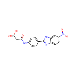 O=C(O)CC(=O)Nc1ccc(-c2nc3ccc([N+](=O)[O-])cc3[nH]2)cc1 ZINC000203037749