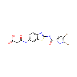 O=C(O)CC(=O)Nc1ccc2nc(NC(=O)c3cc(Br)c(Br)[nH]3)sc2c1 ZINC001772597120