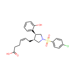 O=C(O)CC/C=C\C[C@@H]1CN(S(=O)(=O)c2ccc(Cl)cc2)C[C@@H]1c1ccccc1O ZINC000027092830