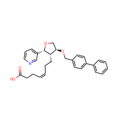 O=C(O)CC/C=C\CC[C@H]1[C@H](OCc2ccc(-c3ccccc3)cc2)CO[C@H]1c1cccnc1 ZINC000026169904