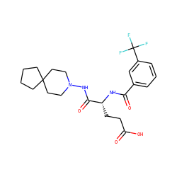 O=C(O)CC[C@@H](NC(=O)c1cccc(C(F)(F)F)c1)C(=O)NN1CCC2(CCCC2)CC1 ZINC000027214260