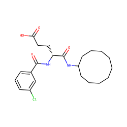 O=C(O)CC[C@@H](NC(=O)c1cccc(Cl)c1)C(=O)NC1CCCCCCCCC1 ZINC000013447247