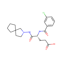 O=C(O)CC[C@@H](NC(=O)c1cccc(Cl)c1)C(=O)NN1CCC2(CCCC2)C1 ZINC000027203102