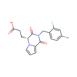 O=C(O)CC[C@@H]1C(=O)N(Cc2ccc(Br)cc2F)C(=O)c2cccn21 ZINC000013781429