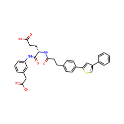 O=C(O)CC[C@H](NC(=O)CCc1ccc(-c2cc(-c3ccccc3)cs2)cc1)C(=O)Nc1cccc(CC(=O)O)c1 ZINC000144426314
