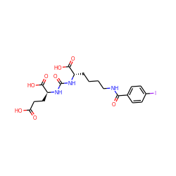 O=C(O)CC[C@H](NC(=O)N[C@@H](CCCCNC(=O)c1ccc(I)cc1)C(=O)O)C(=O)O ZINC000039112304