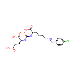 O=C(O)CC[C@H](NC(=O)N[C@@H](CCCCNCc1ccc(Cl)cc1)C(=O)O)C(=O)O ZINC000040954991