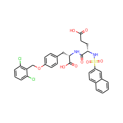 O=C(O)CC[C@H](NS(=O)(=O)c1ccc2ccccc2c1)C(=O)N[C@@H](Cc1ccc(OCc2c(Cl)cccc2Cl)cc1)C(=O)O ZINC000027308523