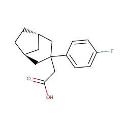 O=C(O)CC1(c2ccc(F)cc2)C[C@H]2CC[C@@H](C2)C1 ZINC000101450671