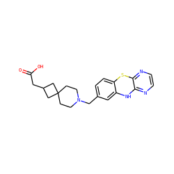 O=C(O)CC1CC2(CCN(Cc3ccc4c(c3)Nc3nccnc3S4)CC2)C1 ZINC000138266873