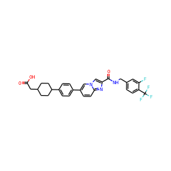O=C(O)CC1CCC(c2ccc(-c3ccc4nc(C(=O)NCc5ccc(C(F)(F)F)c(F)c5)cn4c3)cc2)CC1 ZINC000205559106