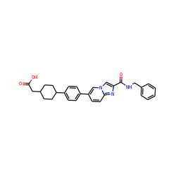O=C(O)CC1CCC(c2ccc(-c3ccc4nc(C(=O)NCc5ccccc5)cn4c3)cc2)CC1 ZINC000205564041