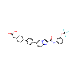 O=C(O)CC1CCC(c2ccc(-c3ccc4nc(C(=O)Nc5cccc(OC(F)(F)F)c5)cn4c3)cc2)CC1 ZINC000205579818