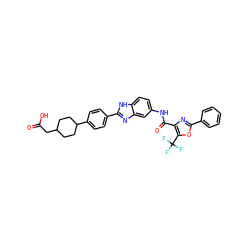 O=C(O)CC1CCC(c2ccc(-c3nc4cc(NC(=O)c5nc(-c6ccccc6)oc5C(F)(F)F)ccc4[nH]3)cc2)CC1 ZINC000096273600