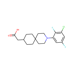 O=C(O)CC1CCC2(CC1)CCN(c1cc(F)cc(Cl)c1F)CC2 ZINC000209058084