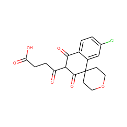 O=C(O)CCC(=O)C1C(=O)c2ccc(Cl)cc2C2(CCOCC2)C1=O ZINC000103265037