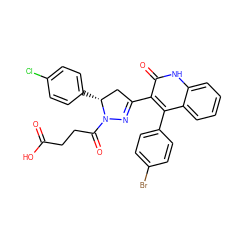 O=C(O)CCC(=O)N1N=C(c2c(-c3ccc(Br)cc3)c3ccccc3[nH]c2=O)C[C@H]1c1ccc(Cl)cc1 ZINC000096283820