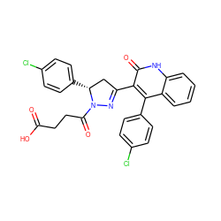 O=C(O)CCC(=O)N1N=C(c2c(-c3ccc(Cl)cc3)c3ccccc3[nH]c2=O)C[C@H]1c1ccc(Cl)cc1 ZINC000096283774