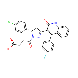 O=C(O)CCC(=O)N1N=C(c2c(-c3ccc(F)cc3)c3ccccc3[nH]c2=O)C[C@H]1c1ccc(Cl)cc1 ZINC000096283776